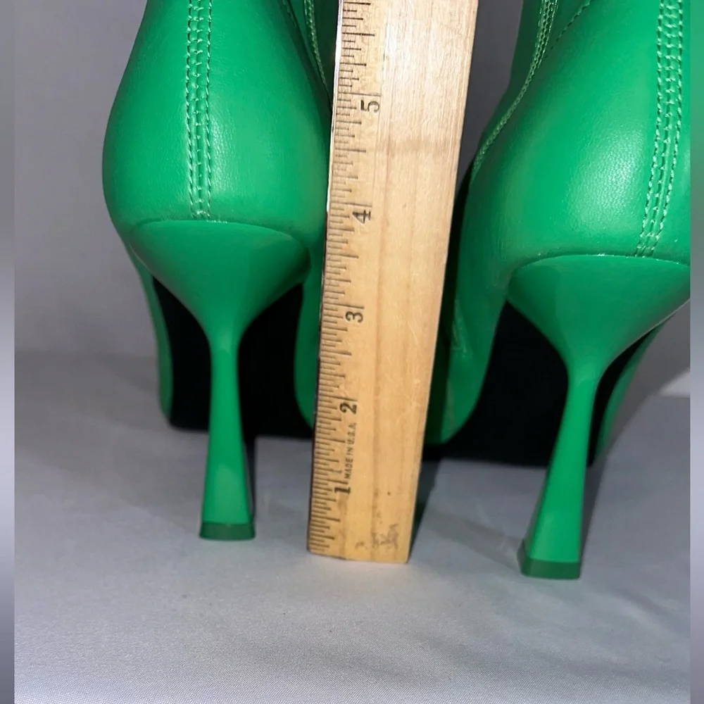 BAR III Womens Green Stretch Comfort Olevia Pointed Toe Flare Zip-Up Booties - Picture 5 of 6